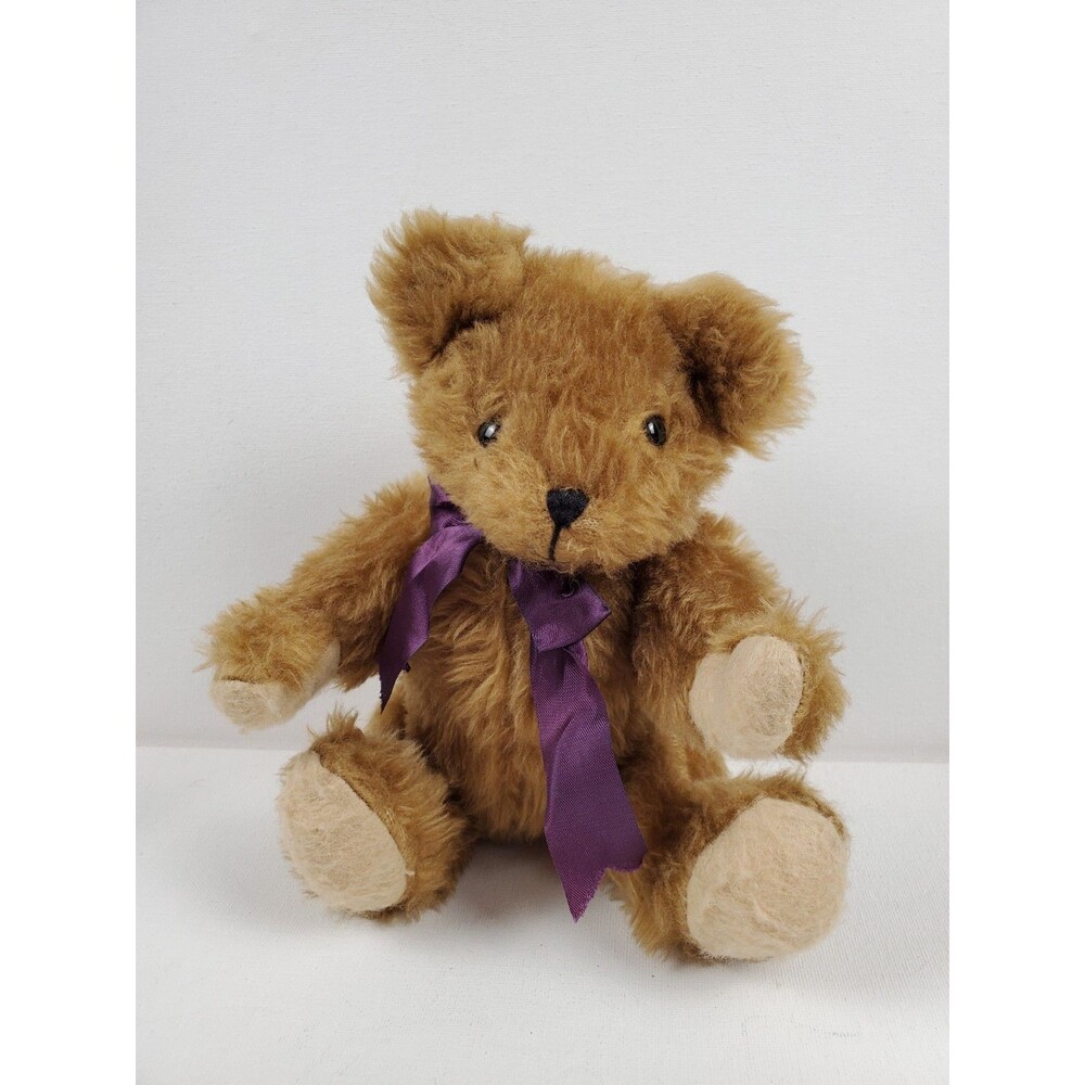 English Teddy Bear Company 8” Vintage Jointed Mohair Handmade Satin Ribbon